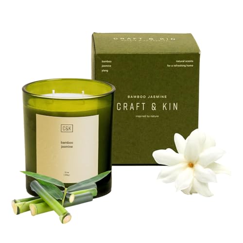 Craft & Kin 12oz Bamboo Jasmine Candle for Home |