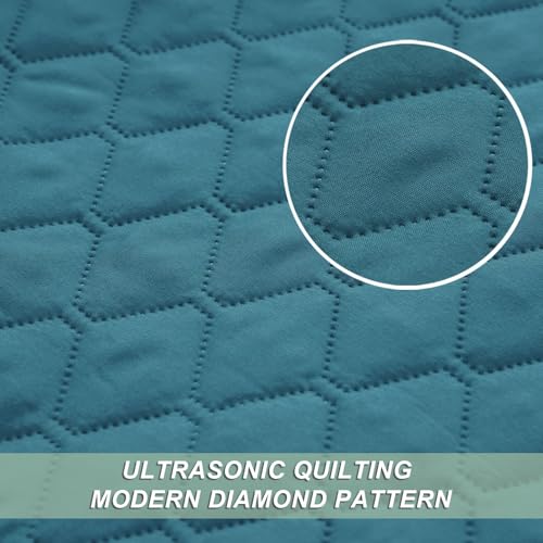 Exclusivo Mezcla Reversible Full Queen Quilt Bedding Set with Pillow Shams, Lightweight Quilts Queen Size, Soft Bedspreads Bed Coverlets for All Seasons - (Dusty Teal, 90"x96")