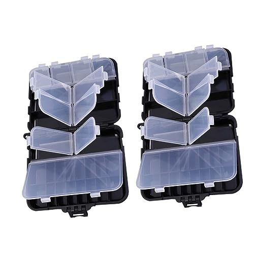 HEMOTON 2Pcs Portable Tackle Supply Organizer Box Multi Function Fishing Storage with Compartments for Convenient Tool Access and Transport