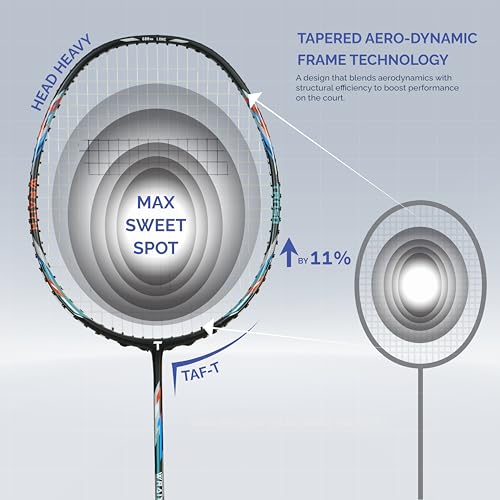 Image of TANSO Wraith Strung Badminton Racket (32 Lbs Tension, Recommended by Padukone School of Badminton, 77 Grams Ultra Light Weight Full Carbon Fiber with Premium Strings and Full Racquet Cover)