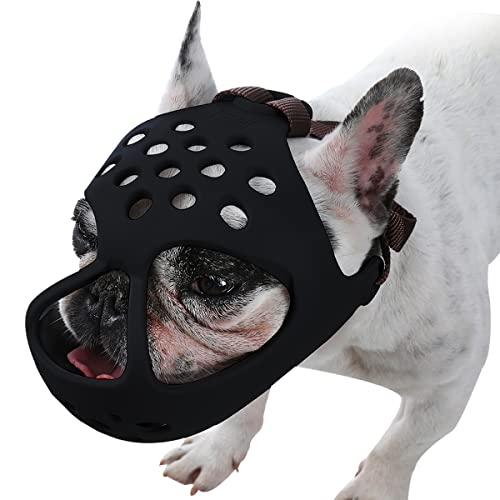 BARKLESS Dog Muzzle for Short Snout, Soft Frenchie Muzzle for Biting, Chewing, Licking for French Bulldogs Boston Terriers, Ideal for Flat-Faced Aggressive Dogs Grooming Walking, Allows Drinking by BARKLESS - Used condition - US$17.80
