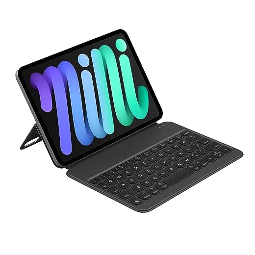 HOU iPad Mini 6 (8.3-inch) Keyboard Case, Ultra Slim Wireless Keyboard Only 210g, Power Display, Magnetic Protective Cover Support iPad Mini 6th Generation 2021 - Black