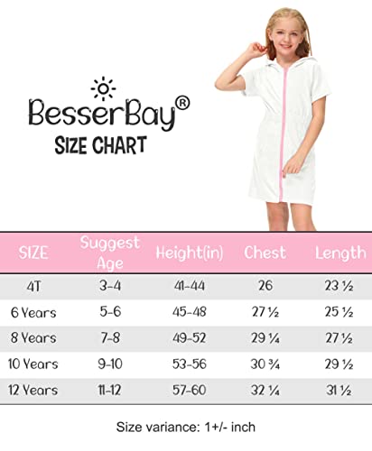 Besserbay Zip Up Short Sleeve Terry Coverups Rainbow Swim Robe With Hood For Big Girls 11-12 Years #TOP6