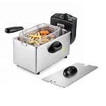 Spector 3L Deep Fat Fryer, 2000W Electric Fryer with Adjustable Temp 90-190°C, Stainless Steel Chip Fryer with Basket, Easy Clean Removable Non-Stick Bowl, for 2-4 People, Family Home Use