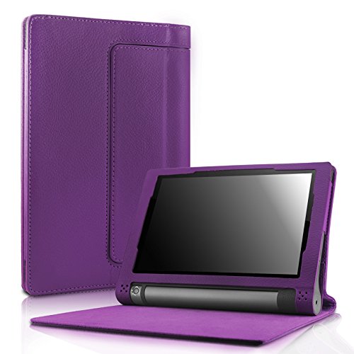 NFILAND Folio Premium Leather Smart Stand Cover for 2015 Released Yoga Tablet 3 8-Inch Tablet Only, Purple