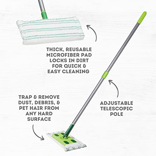Quick Shine Sustainable Hard Surface Floor Mop Kit With 1 Microfiber Mop Pad | Hardwood, Luxury Vinyl Plank, Tile & Laminate | Use Wet + Dry | Perfect To Apply Finish | Squirt, Spread, Done #TOP2
