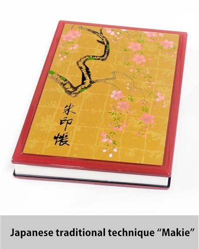 Libro de sellos japonés Goshuincho Btale para templos con tapa dura hecha a mano Sakura rojo 7