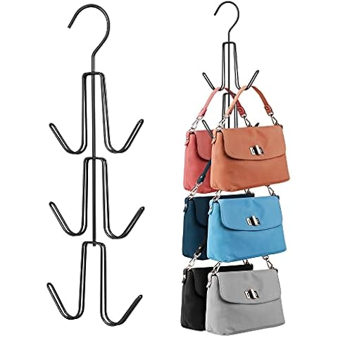 ZEDODIER Purses Handbags Hangers, Purse Handbag Holder 2 Pack Black Metal Space Saving Hangers Bags Handbags Storage Organizer, Closet Organization for Purses Handbags Backpacks Tank Tops Belts Cover