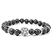 Pusheng Lava Rock Stone Bead Bracelets Set Beeded Lion Leopard Elastic Bracelet,8MM