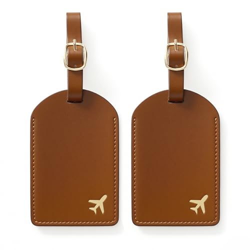 Samantha Brown Luggage Tags in Red Leather