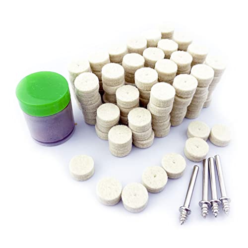 Merryland Disco de Fieltro de Pulir para Dremel 125pcs, Ruedas de Fieltro de Pulir 13mm 120pcs Pasta de Pulir 1pcs con Mandril 4pcs, Mini Herramienta Rotativa Accesorio Eléctrica DIY, RMTA125C2 Cover