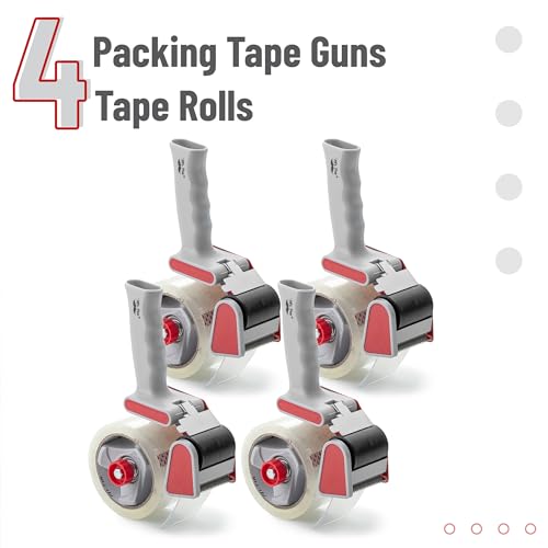Image of Mr. Pen- Heavy Duty Packing Tape Dispenser Gun, 2 Inch | 4 Pack with 4 Clear Tape Rolls, Handheld Tape Gun for Moving, Shipping, Sealing Boxes & Packaging