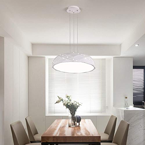 Lustre LED rond en fer blanc et acrylique moderne pour salon