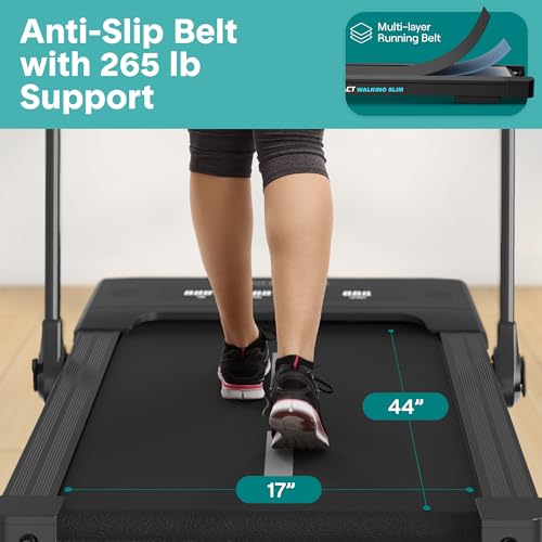 Image of SereneLife Portable Foldable Treadmill with Remote Control, 8.7 MPH Smart Speed Control, Treadmills for Home, Under Desk Treadmill for Home Office, Shock Absorption, App Support, 265lbs Limit