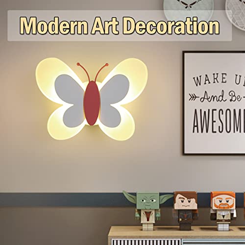 Ledholyt Modern Led Decoration Wall Light For Children's Room,Dimmable 3D Butterfly Wall Lamp For Kids Bedroom Hallway, Creative 17W Wall Mounted Acrylic Warm White Night Light Living(Pink+White) #TOP4