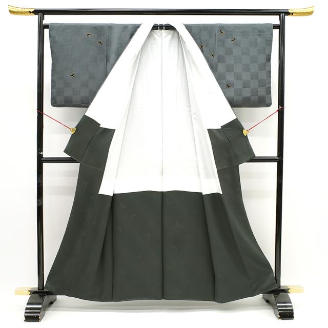 Amazon.co.jp: 斉藤三才 小紋 袷 着物 作家物 銀通し グレー