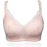 Uanqfegy Reggiseno per Mastectomia - Reggiseno Post-operatorio Senza Ferretto con Tasche Integrate per Protesi mammarie, Comoda Chiusura Anteriore in Pizzo sul Retro, 85B