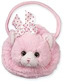 Bearington 7-Inch Pink Stuffed Cat Purse, Meow Meow Carrysome Handbag with Soft Kitty Face and Polka Dot Bow, Cute Shoulder Bag for Kids, Adorable Gift for Girls and Kids Who Love Animals