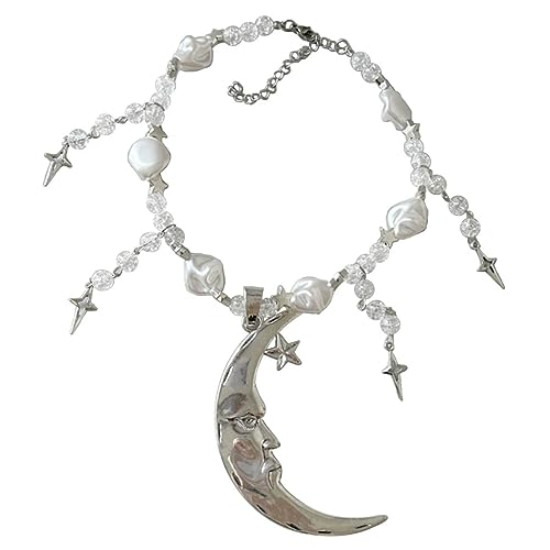 Big Moon Charm Star Moon Charm Clavicle Chain Crescent-Moon Pendant Necklace
