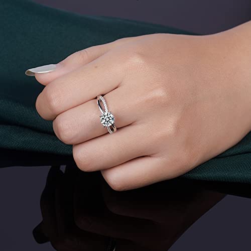18K White Gold Plated Infinity Twisting Round Cubic Zirconia Promise Engagement Eternity Halo Cz Wedding Anniversary Created Diamond Ring For Women Men (5) #TOP2