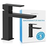 Bächlein Badarmatur Imatra in kantigem Design, Einhebelmischer mit klarer Linienführung in modernem Look, Bad Wasserhahn Matt Schwarz