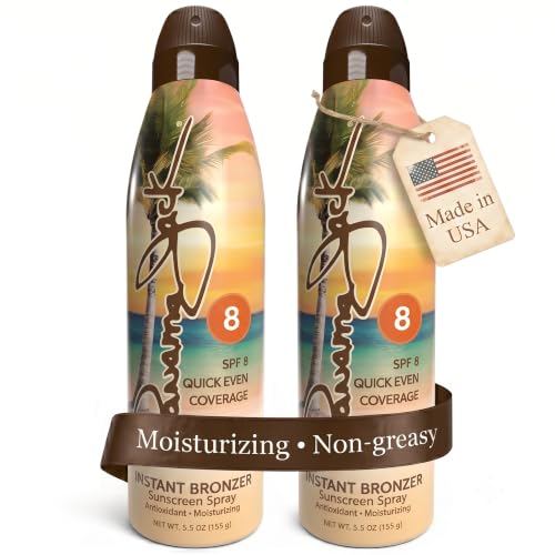 Panama Jack Instant Bronzer Sunscreen - SPF 8 Antioxidant Moisturizing PABA Paraben Gluten & Cruelty Free Water Resistant (80 Minutes) 5.5 OZ (Pack of 2)