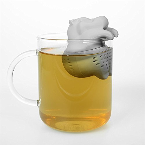 Silicone Tea Strainer For Loose Tea - Cute Reusable Tea Infuser Filter - Made From 100% Food Grade Silicone - Grey Hippo - Great Gift Idea #TOP4