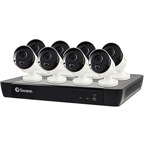 Swann 16 Channel 8 Camera Security System, Wired Surveillance 4K Ultra HD NVR 2TB HDD, Audio Capture, Indoor/Outdoor, Heat & Motion Detection + Night Vision, Google Assistant + Alexa, SWNVK-1685808