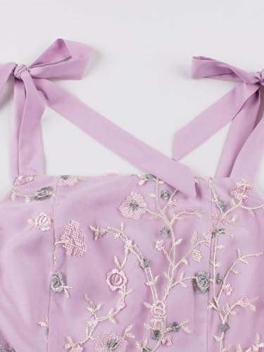 Image of Women's Tie Strap Tulle Prom Dresses Sweetheart Flower Embroidery Dress Short Formal Party Mini Homecoming Dresses