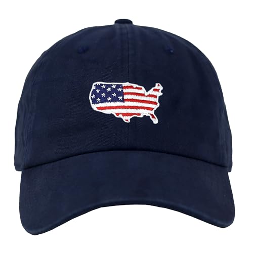 Image of USA Flag & Embroidery Premium 100% Cotton Low Profile Adjustable Baseball Dad Cap
