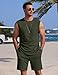 COOFANDY Men's Short Sets Outfits Sleeveless Fashion Shirt and Shorts Set Casual Athletic Suit Summer Outfits, Army, M