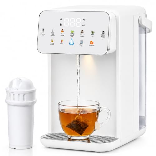 3.5L Instant Hot Water Dispenser 6 Temp Settings & 8 Cup Sizes 3-Second Rapid Heat Quiet Operation LED Touchscreen & Night Light for Tea Coffee & Kitchen (White)