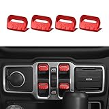 HTHE for JL/JT Window Control Switch Button Cover, 4Pcs Aluminum Alloy Window Switch Cover Trim Inte
