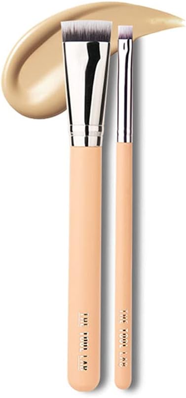 THE TOOL LAB 107/232 Perfect Base Kit Wide Cover Foundation Concealer Makeup Brush Set (2pcs),Flat Top Face Blending Liquid, Stippling,Premium Quality Synthetic Dense Bristles Cosmetic