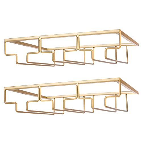 Soportes para Copas de Vino,4 Filas Estante Colgante para Copas de Vino con Tornillos, Estante de Almacenamiento de Metal,Colgador de Copas Invertido para Cocina,Bar,Restaurante,Gabinete,Vidrio