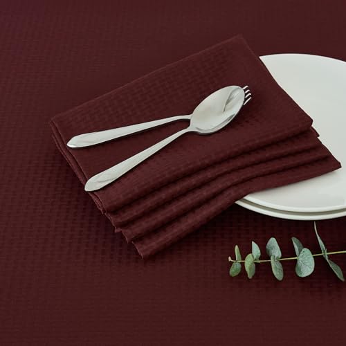 Image of maxmill Cloth Napkins Weaved Texture Pattern Soft Comfortable and Luxury Serviette for Restaurant Family Dinners Weddings Parties and Banquets Set of 4 Pieces, 20 x 20 Inch Burgundy