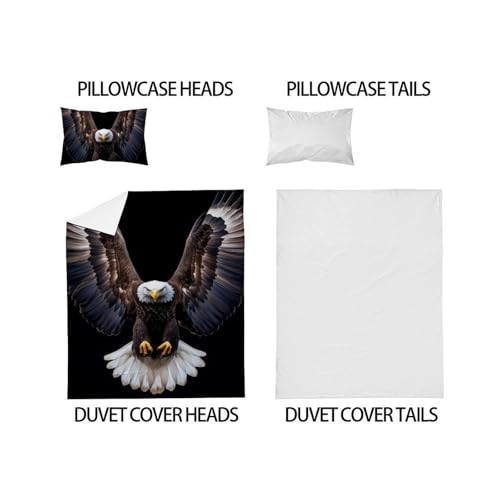 Housse de couette single microfibre aigle taies d'oreiller lit - 5