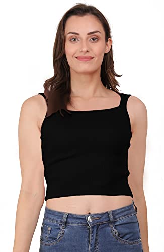 Image of A1597 Women's Casual Stretchy Square Neck Sleeveless Crop Tops for Women