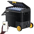 BougeRV 12 Volt Refrigerator, CRS 63 Quart 12V Car Fridge, Portable Freezer (-4? to 68?) with APP Control, Compressor Electric Cooler with Wheels 12/24V DC 110~240 Volt AC for Truck RV Camping Van