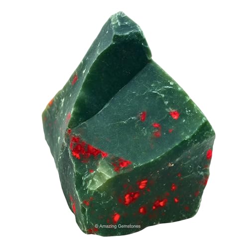 Image of Amazing Gemstone Bloodstone Raw Crystals and Healing Stones, Natural Rocks for Tumbling and DIY Raw Stones and Crystals (5 Pieces)