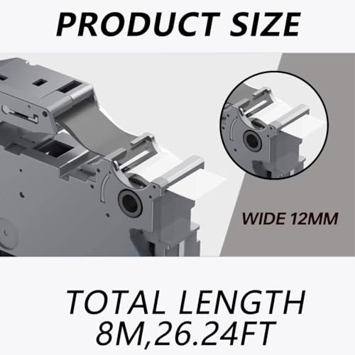 Acmerota Label Tape Replace for Brother TZe-231 12mm* 8mm Black on White for Brother P-Touch PT-H101C H100LB H100R H105 H107 H110 D600 D400 D210VP E100 P300BT Cube 1000 1010, 1Pcs - Image 2