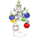 SHINEOFI Adorno de Árbol Chino de Manzanas de Cristal Transparente 3 CM Decoración de Interiores 8 Manzanas Escultura Artesanal para Escritorio y Decoración Navideña Color Aleatorio