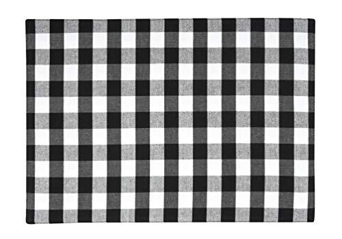 Urban Villa Black Cotton Placemats 14''x20'' Rectangular Oversized Set of 6 for Family Dinners Wedding Parties