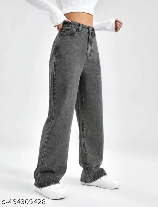 Image of Women High Waist Wide Leg Denim Baggy Jeans Casual High Waist || Wide Leg || Modern Look || Baggy fit Fashion Beauty Lovely Unique Denim Jeans for Women