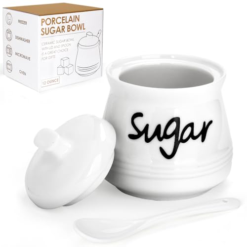 Swetwiny Ceramic Sugar Bowl with Lid and Spoon