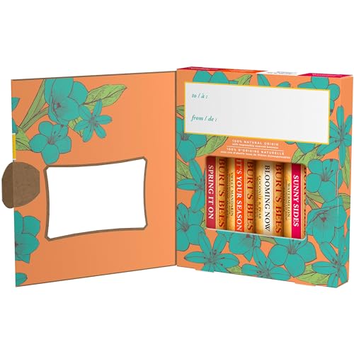 Burt's Bees Lip Balm Gift Set, Pomegranate, Coconut & Pear, Watermelon, Sweet Mandarin, Just Picked, 4x4.25g