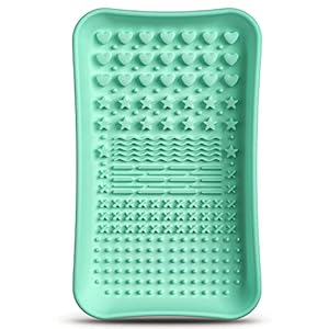 Makeup Brush Cleaner Mat, Make up Brush Cleaner Mat Pad, Silicone Brush Cleaning Mat, Paint Brush Cleaner Tool with Back Strap, Beauty Makeup Washing Tool Makeup Brushes for All Brushes