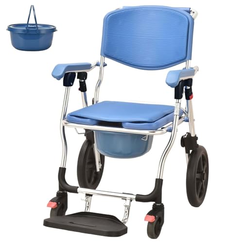 SULQING Hervidor de té silbido, 150 kg de Chaise de Douche à rulettes, Silla de Ducha de Ancianos Plegable, Chaise Douche roulante vertido WC ou Douche, vertido, por