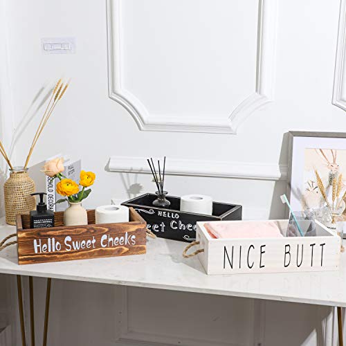 YCOCO Bathroom Decor Box,Country Decor and Farmhouse Bathroom Decor for The Home,Rustic Toilet Tank Tray and Wooden Bathroom Trays and Baskets for Counter,Brown