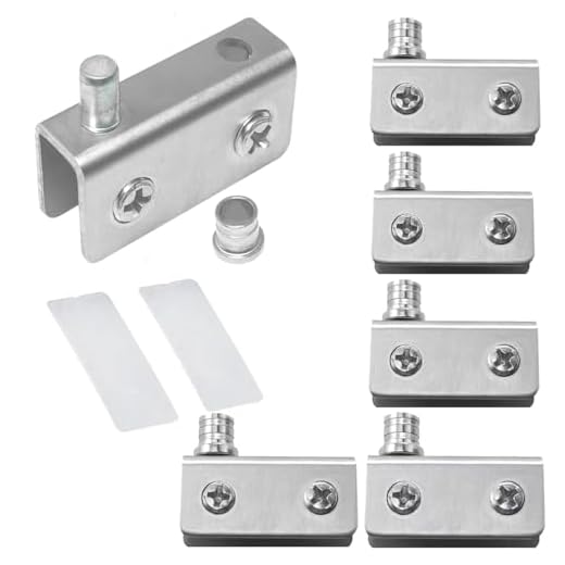 DZS ELEC 3 pares de abrazaderas de puerta de vidrio sin marco de acero inoxidable bisagras plateadas y almohadillas protectoras bisagras de puerta de vidrio sin taladrar para armarios de vino,